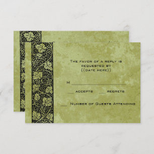 Vintage Wedding, Victorian Grape Vine Leaves RSVP Card