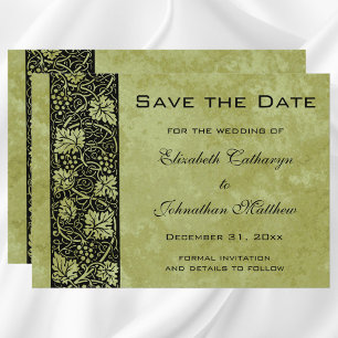 Vintage Wedding, Victorian Grape Vine Leaves Save The Date
