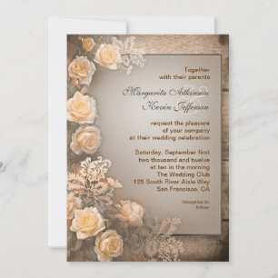vintage wedding victorian roses invitations