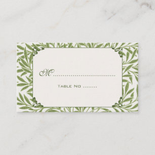 Vintage Wedding, Victorian Willow Leaves Pattern Place Card