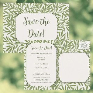 Vintage Wedding, Victorian Willow Leaves Pattern Postcard