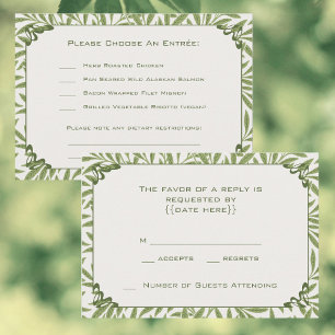 Vintage Wedding, Victorian Willow Leaves Pattern RSVP Card