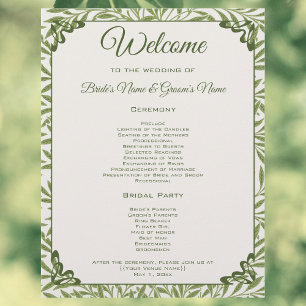 Vintage Wedding, Victorian Willow Leaves Program