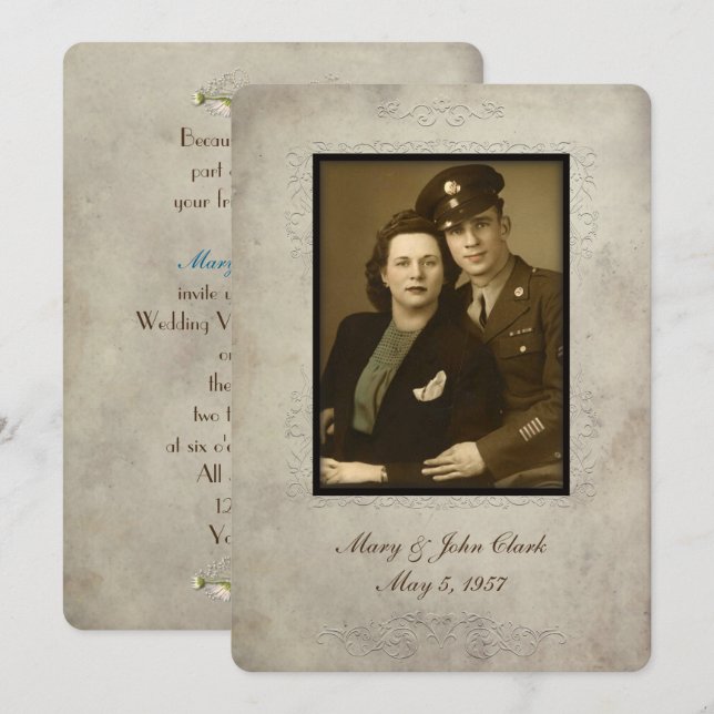 Vintage Wedding Vow Renewal frame Invitation (Front/Back)