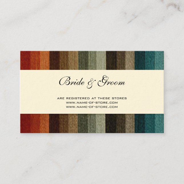 Vintage Wedding, Warm Autumn Stripes Pattern Enclosure Card (Front)