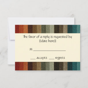 Vintage Wedding, Warm Autumn Stripes Pattern RSVP Card