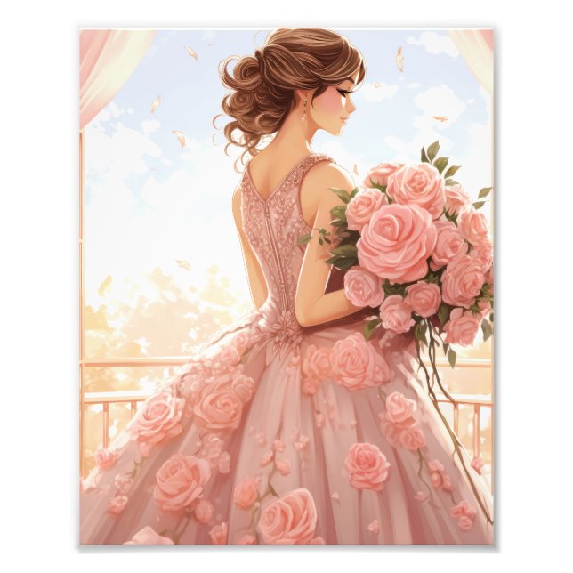 Vintage Wedding with Bride Photo Print (Front)