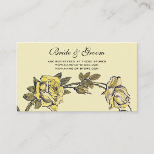 Vintage Wedding, Yellow Antique Garden Rose Wreath Enclosure Card