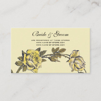 Vintage Wedding, Yellow Antique Garden Rose Wreath Enclosure Card