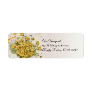 Vintage Wedding, Yellow Flowers Floral Bees Meadow