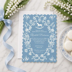 Vintage Wedgwood Blue Rocking Horse Baby Shower Invitation