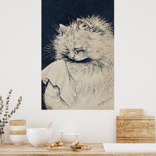 Vintage Weeping Cat by Louis William Wain Poster