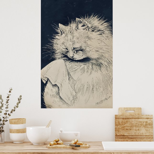 Vintage Weeping Cat by Louis William Wain Poster (Kitchen)