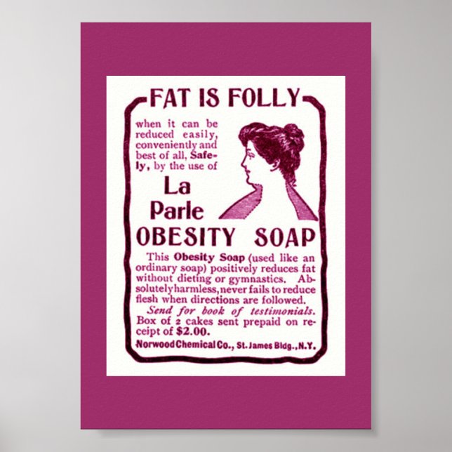 Vintage Weight Loss Ad OBESITY SOAP Poster (Front)