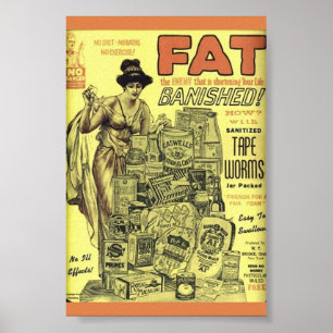 Vintage Weight Loss Ad  SANITIZED TAPE WORMS! Poster