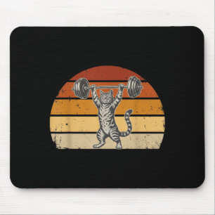 Vintage Weightlifting Cat Gym Government Mouse Mat