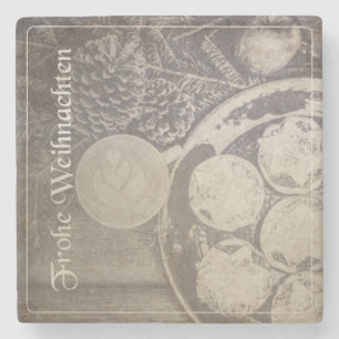 Vintage-Weihnachtsmotiv mit Keksen und Kaffee Stone Coaster