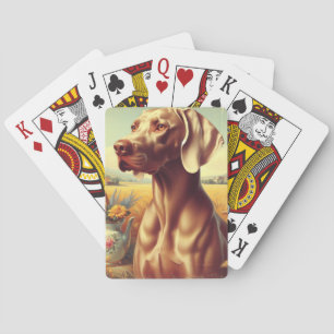 Vintage Weimaraner Painting Playing Cards