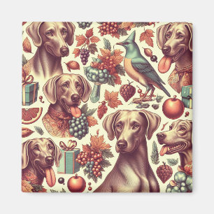 Vintage Weimaraner Seamless Illustration Magnet