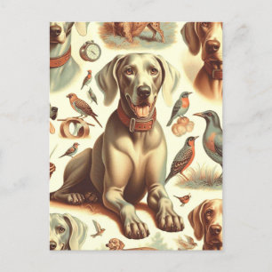 Vintage Weimaraner Seamless Postcard
