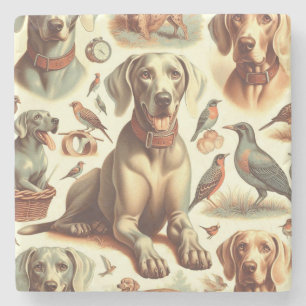 Vintage Weimaraner Seamless Stone Coaster