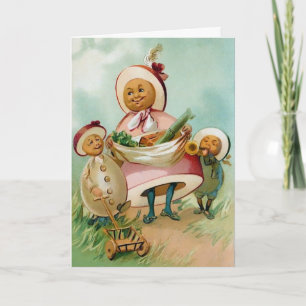 Vintage Weird Egg People Easter Card
