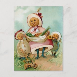 Vintage Weird Egg People Postcard