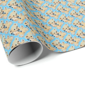 Vintage Welcome Baby Boy Shower Teddy Bear Wrapping Paper