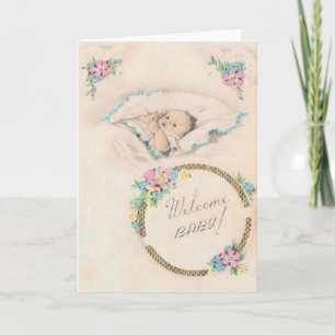 Vintage Welcome Baby Greeting Card