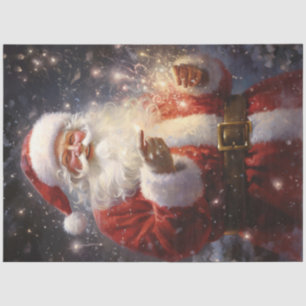 Vintage welcoming Santa Claus smiling with lights Tissue Paper