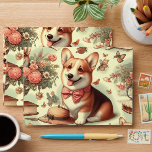 Vintage Welsh Corgi Cardigan Illustration Envelope
