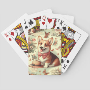 Vintage Welsh Corgi Cardigan Illustration Playing Cards
