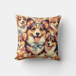 Vintage Welsh Corgi Cardigan Seamless Cushion
