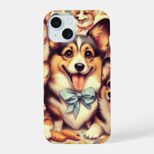 Vintage Welsh Corgi Cardigan Seamless iPhone 15 Case