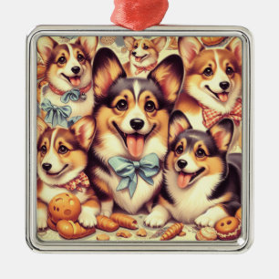 Vintage Welsh Corgi Cardigan Seamless Metal Tree Decoration