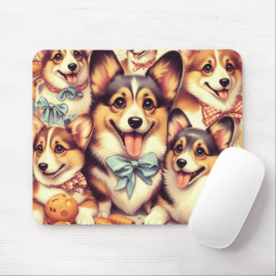 Vintage Welsh Corgi Cardigan Seamless Mouse Mat