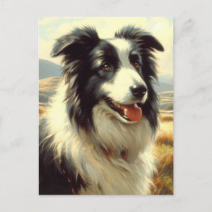 Vintage Welsh Sheepdog  Painting Postcard
