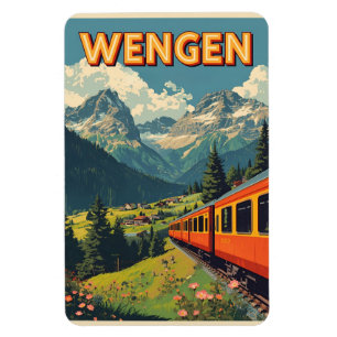 Vintage WENGEN ski Switzerland Swiss Alps gifts Magnet