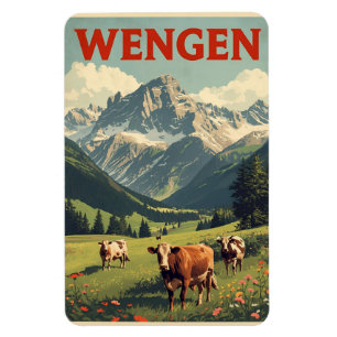 Vintage WENGEN ski Switzerland Swiss Alps gifts Magnet