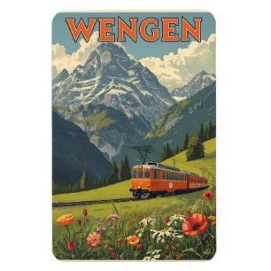 Vintage WENGEN ski Switzerland Swiss Alps gifts Magnet
