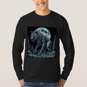 Vintage Werewolf Growling on a Full Moon Night T-Shirt