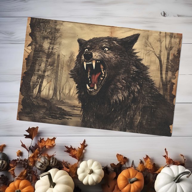 Vintage Werewolf Halloween Decoupage  Tissue Paper (Creator Uploaded)