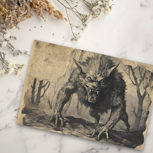 Vintage Werewolf Halloween Decoupage  Tissue Paper