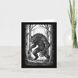 Vintage Werewolf Illustration Halloween Horror Card