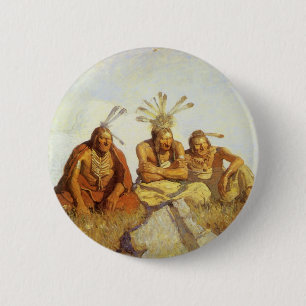 Vintage West, Guardians War or Peace by NC Wyeth 6 Cm Round Badge