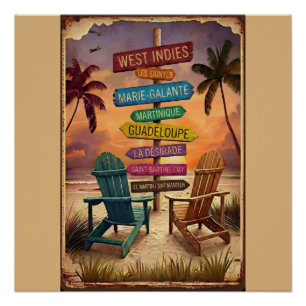 Vintage West Indies Beach Sign