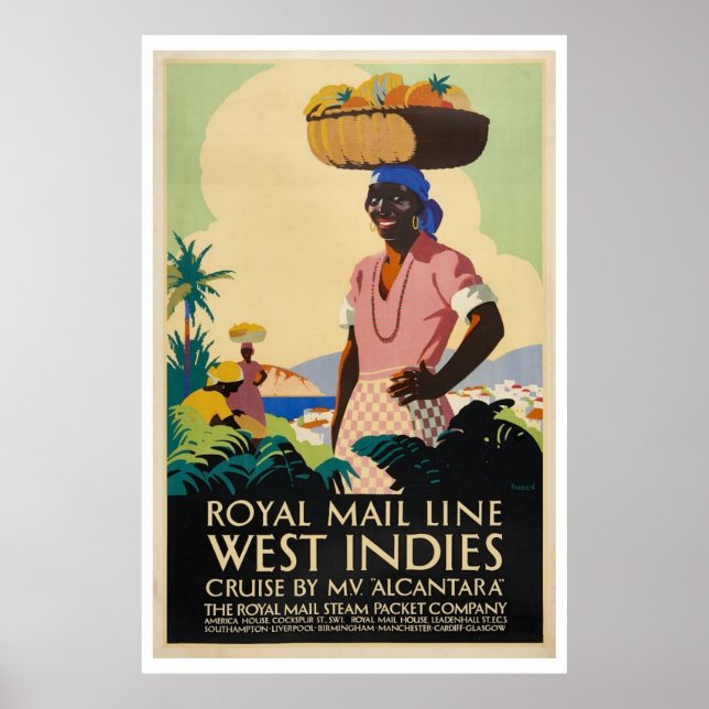 Vintage West Indies Travel Poster (Front)