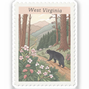 Vintage West Virginia Black Bear Mountain Stamp