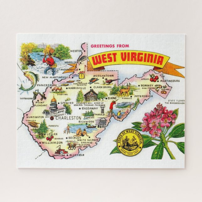 Vintage West Virginia Map  Jigsaw Puzzle (Horizontal)