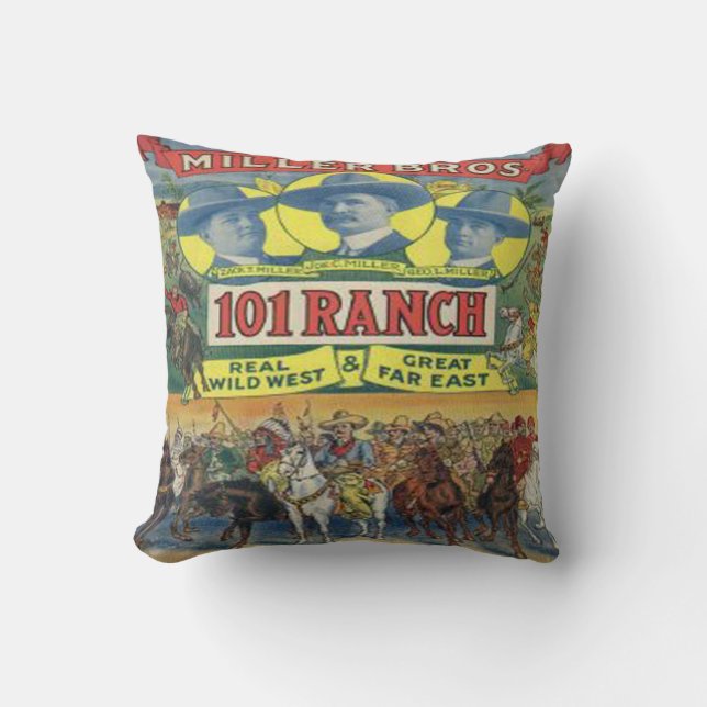 Vintage Western 101 Ranch Poster Print Cushion (Front)